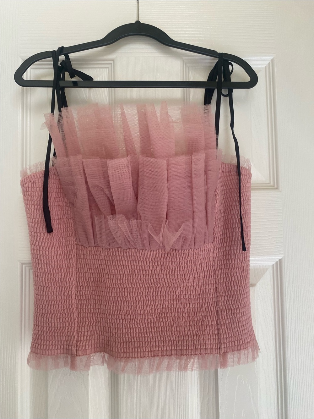 Endless Rose Smocked Tulle Tie-Shoulder Women's Top